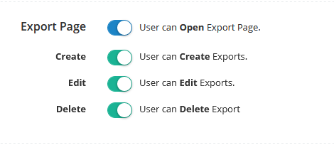Super owner can control which user can see Export Page and what he can do on that pages.
